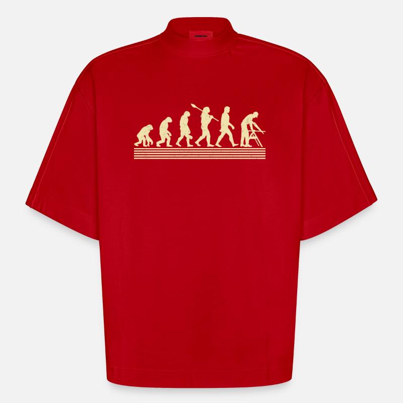 Évolution de la menuiserie - T-shirt bio épais oversize Boxy fabriqué en UE - rouge