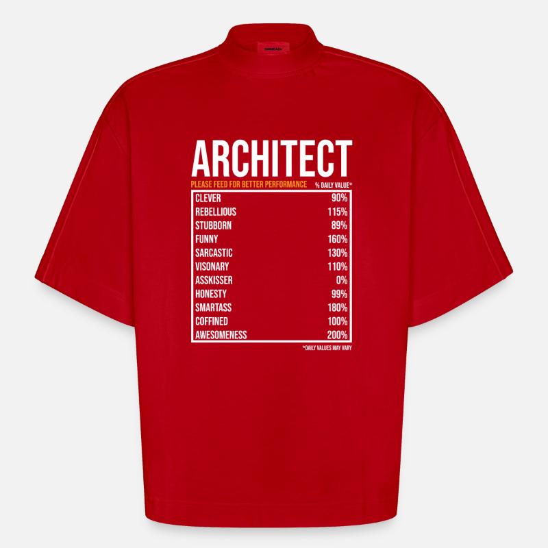 Architecte du jour Drôle d’architecte - T-shirt bio épais oversize Boxy fabriqué en UE - rouge