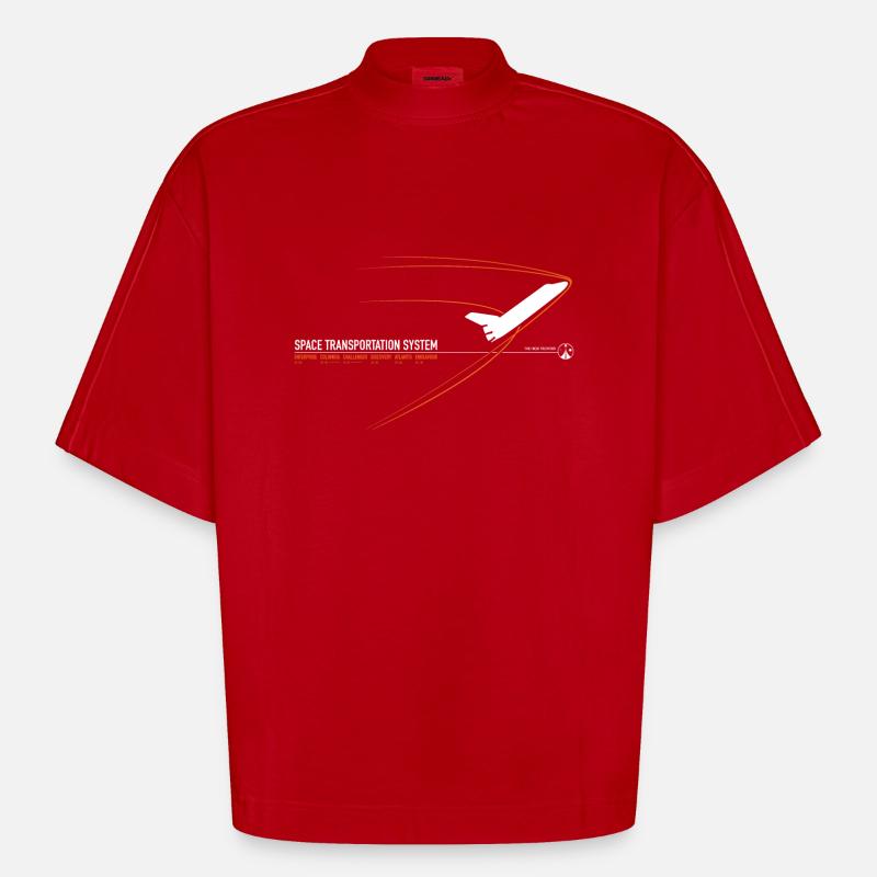 Navette spatiale (imprimé orange) - T-shirt bio épais oversize Boxy fabriqué en UE - rouge