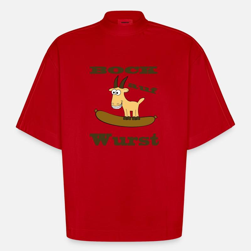 Comic Bock - Bock auf Wurst - Heavyweight Oversized Organic Boxy T-Shirt Made in EU - Rot