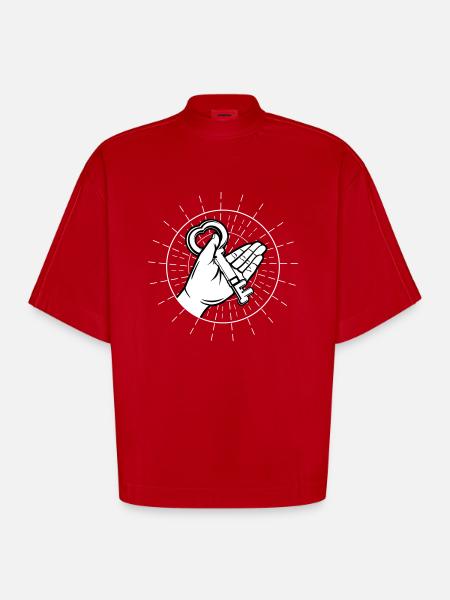 key to your heart - Heavyweight Oversized Organic Boxy T-Shirt Made in EU - red