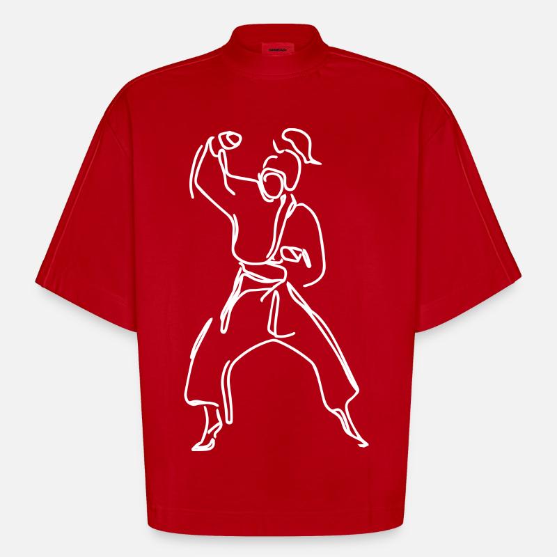 Weibliche Karateka - Heavyweight Oversized Organic Boxy T-Shirt Made in EU - Rot