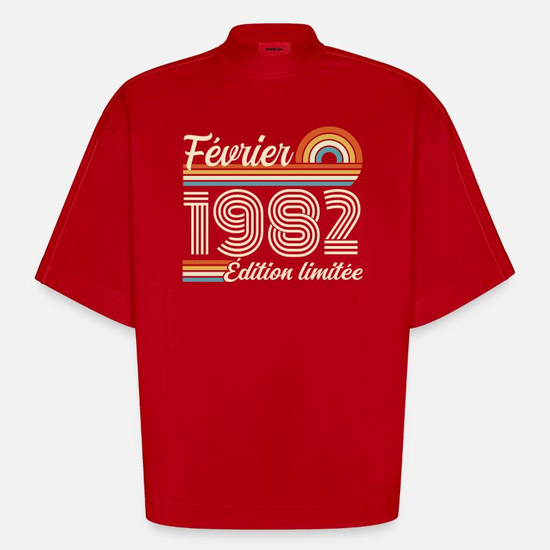 Februar 1982 - Heavyweight Oversized Organic Boxy T-Shirt Made in EU - Rot
