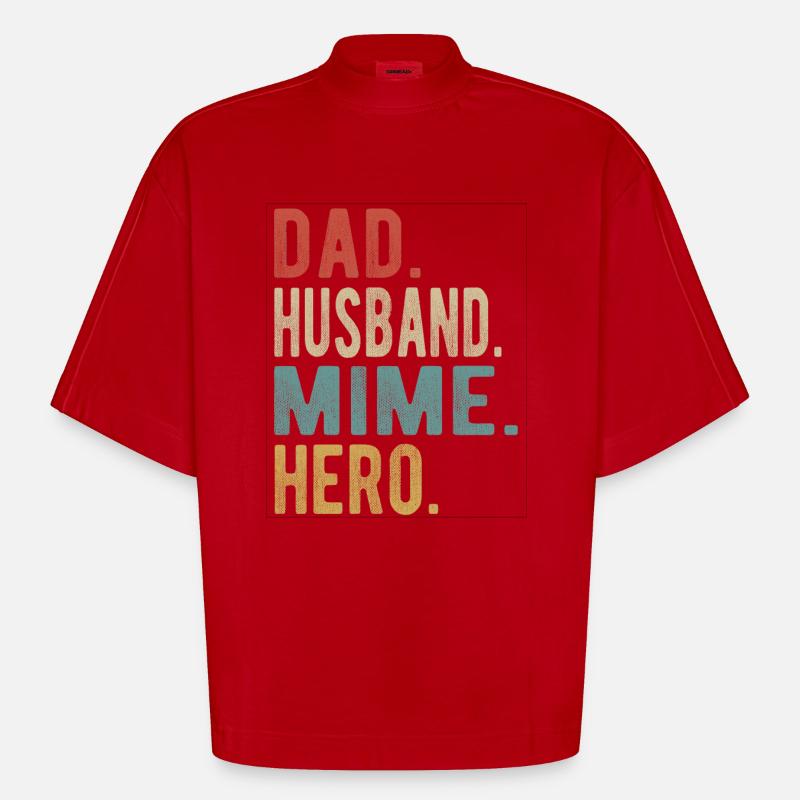 Pantomime Papa Ehemann Held - Heavyweight Oversized Organic Boxy T-Shirt Made in EU - Rot