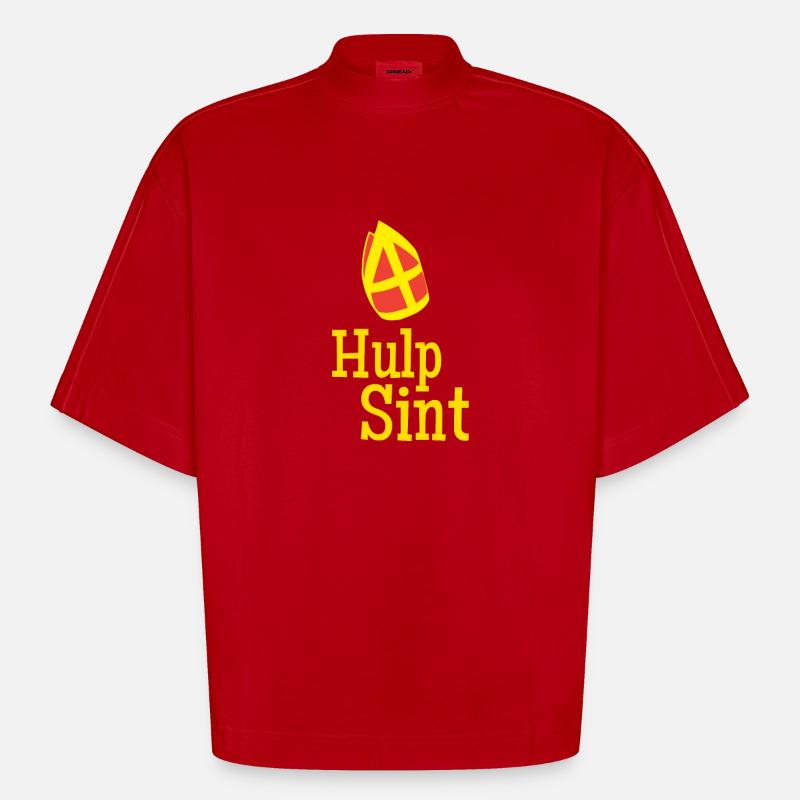 Hulp Sint Sinterklaas - T-shirt bio épais oversize Boxy fabriqué en UE - rouge
