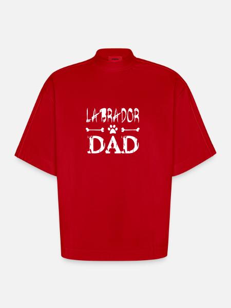 Labrador dad father - Heavyweight Oversized Organic Boxy T-Shirt Made in EU - red