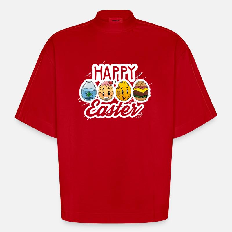 Easter egg Funny Easter - Heavyweight Oversized Organic Boxy T-Shirt Made in EU - red