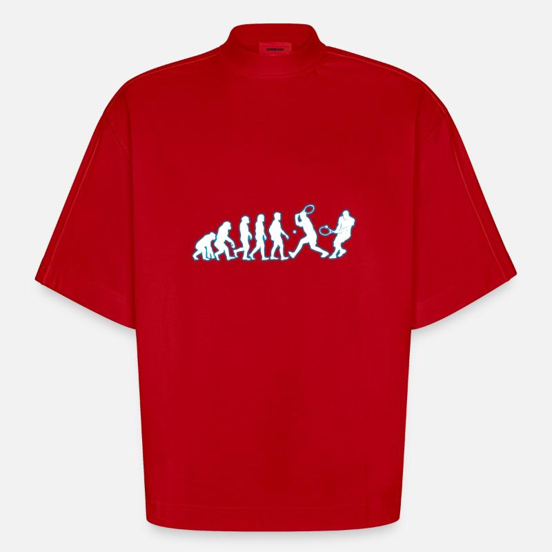 Evolution Tennis - Heavyweight Oversized Organic Boxy T-Shirt Made in EU - Rot