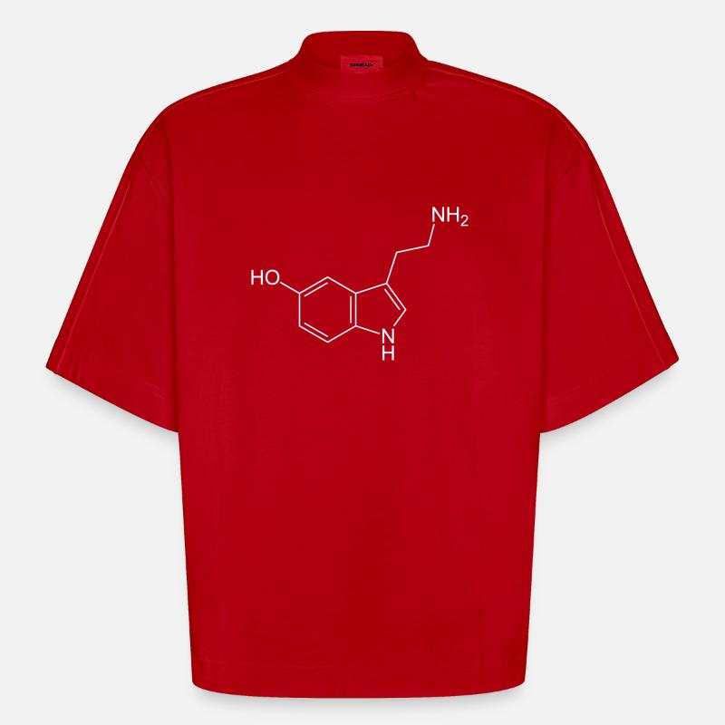Serotonin structural formula - Heavyweight Oversized Organic Boxy T-Shirt Made in EU - red