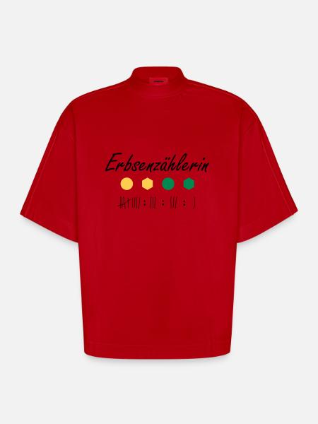 Erbsenzählerin - Heavyweight Oversized Organic Boxy T-Shirt Made in EU - Rot