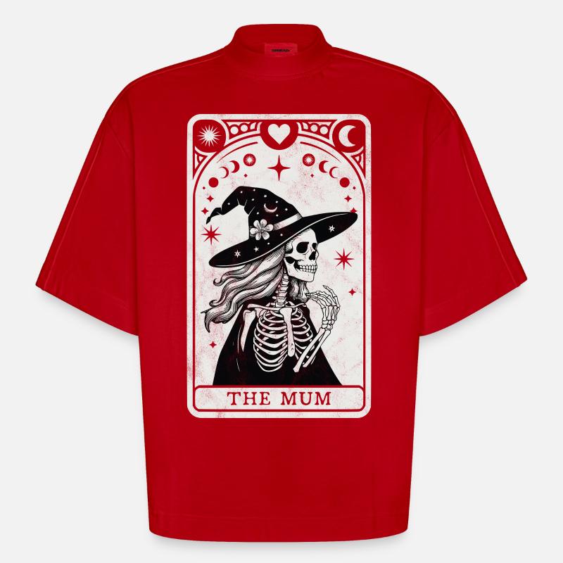 Tarot-Mutter - Heavyweight Oversized Organic Boxy T-Shirt Made in EU - Rot
