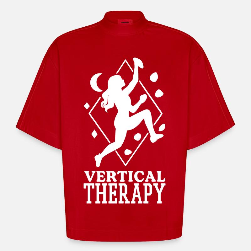 Vertical Therapy: Bouldern & Klettern Boho Design - Heavyweight Oversized Organic Boxy T-Shirt Made in EU - Rot