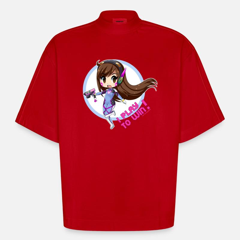 D.va - T-shirt bio épais oversize Boxy fabriqué en UE - rouge