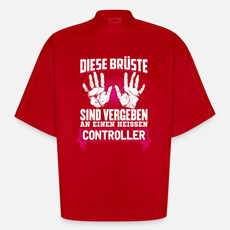 CONTROLLER - Brüste - Heavyweight Oversized Organic Boxy T-Shirt Made in EU - Rot