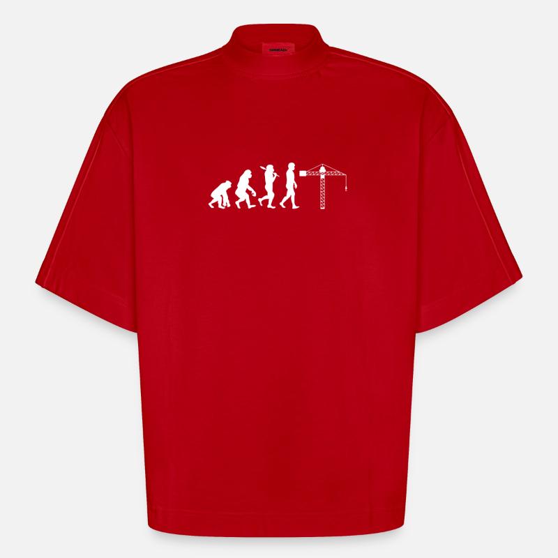 Évolution du grutier - T-shirt bio épais oversize Boxy fabriqué en UE - rouge