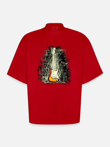guitar - Heavyweight Oversized Organic Boxy T-Shirt Made in EU - red
