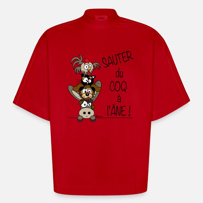 Sauter du Coq à l'Âne - T-shirt bio épais oversize Boxy fabriqué en UE - rouge