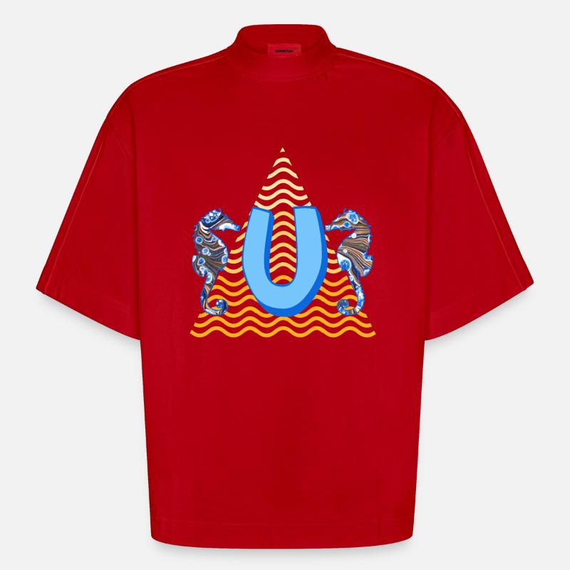 Hippocampe E 262 U - T-shirt bio épais oversize Boxy fabriqué en UE - rouge