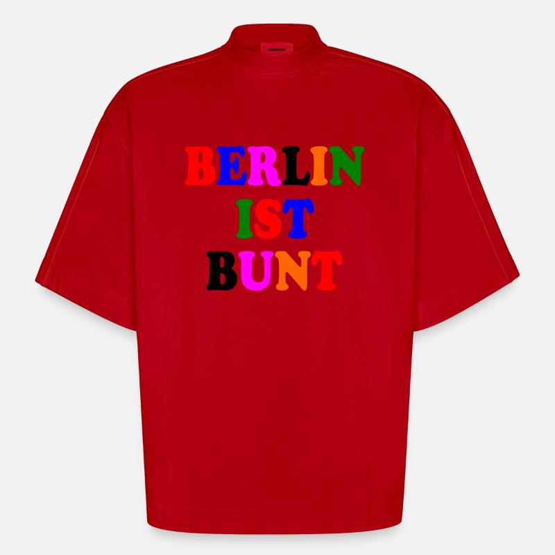 Berlin ist bunt - Heavyweight Oversized Organic Boxy T-Shirt Made in EU - Rot