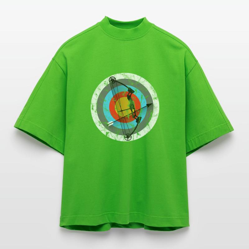 Archery Target Compound Bow Gift Heavyweight Oversized Organic Boxy T-Shirt Made in EU