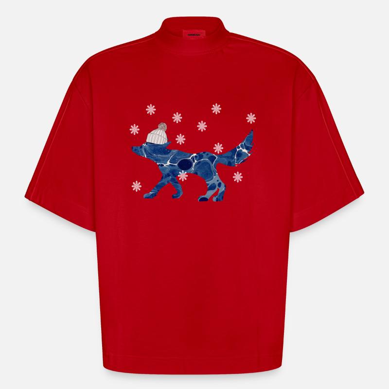 fuchs mit mütze e 12 - Heavyweight Oversized Organic Boxy T-Shirt Made in EU - Rot
