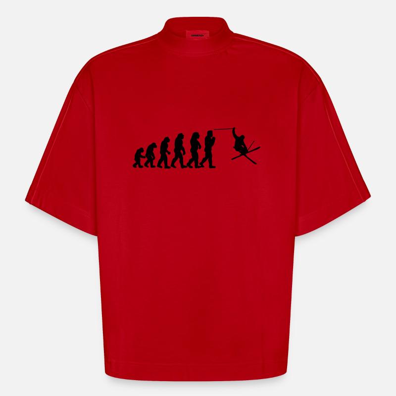 ski evolution - Heavyweight Oversized Organic Boxy T-Shirt Made in EU - Rot
