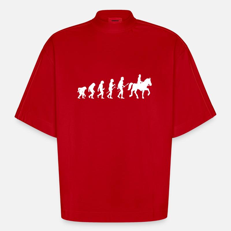 Monter des chevaux Evolution - T-shirt bio épais oversize Boxy fabriqué en UE - rouge