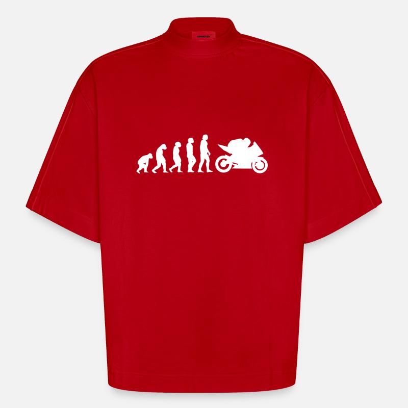 Motorrad Evolution - Heavyweight Oversized Organic Boxy T-Shirt Made in EU - Rot