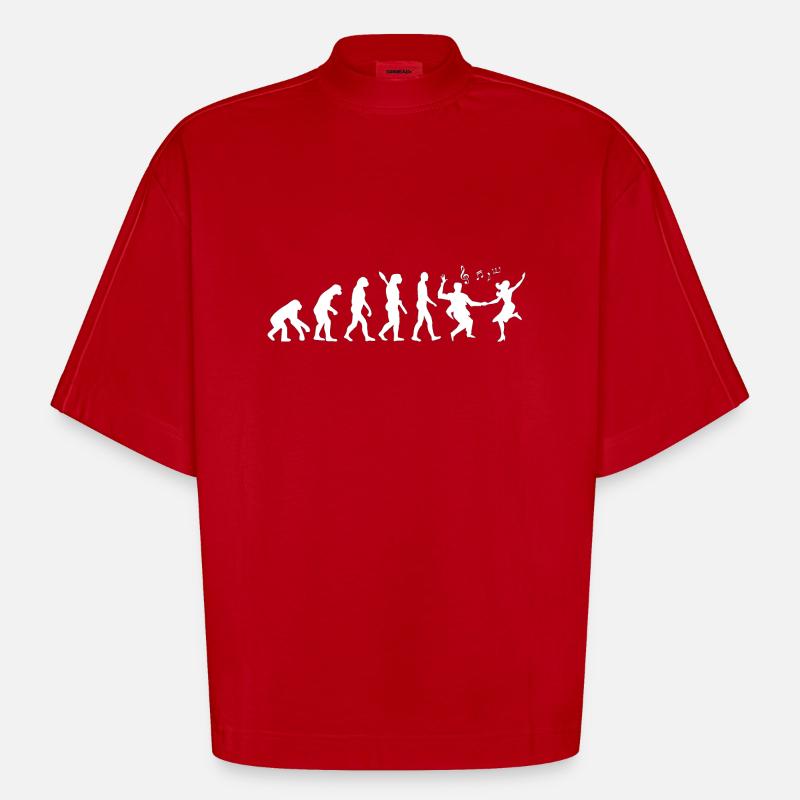 Darwin Evolution to Swing - White - T-shirt bio épais oversize Boxy fabriqué en UE - rouge