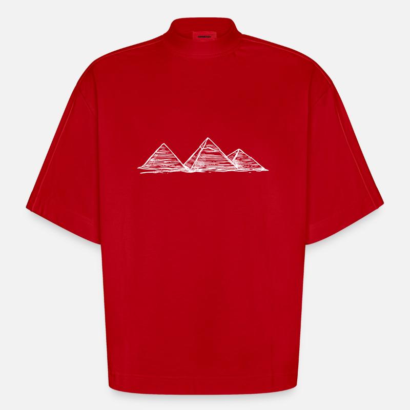 Egypte Pyramides de Gizeh - T-shirt bio épais oversize Boxy fabriqué en UE - rouge
