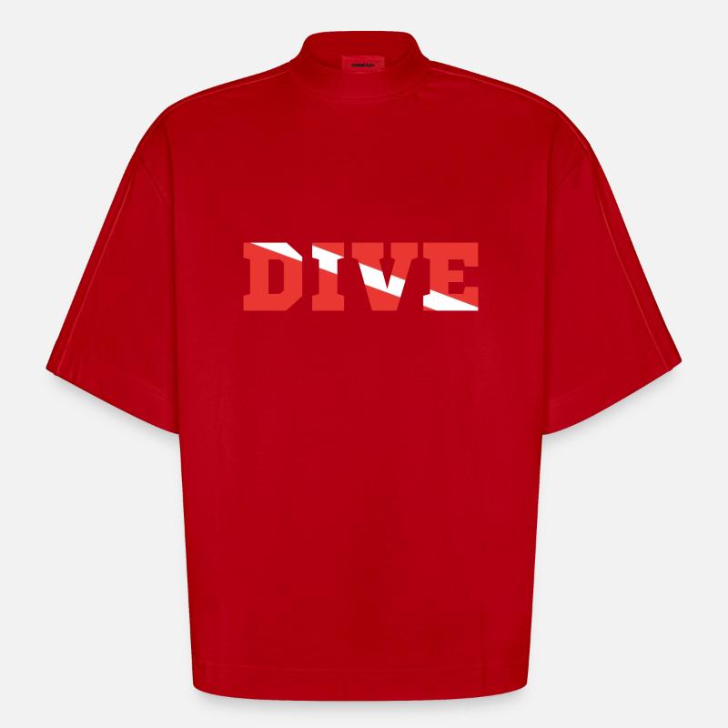 Plongée Plongeur Scuba - T-shirt bio épais oversize Boxy fabriqué en UE - rouge