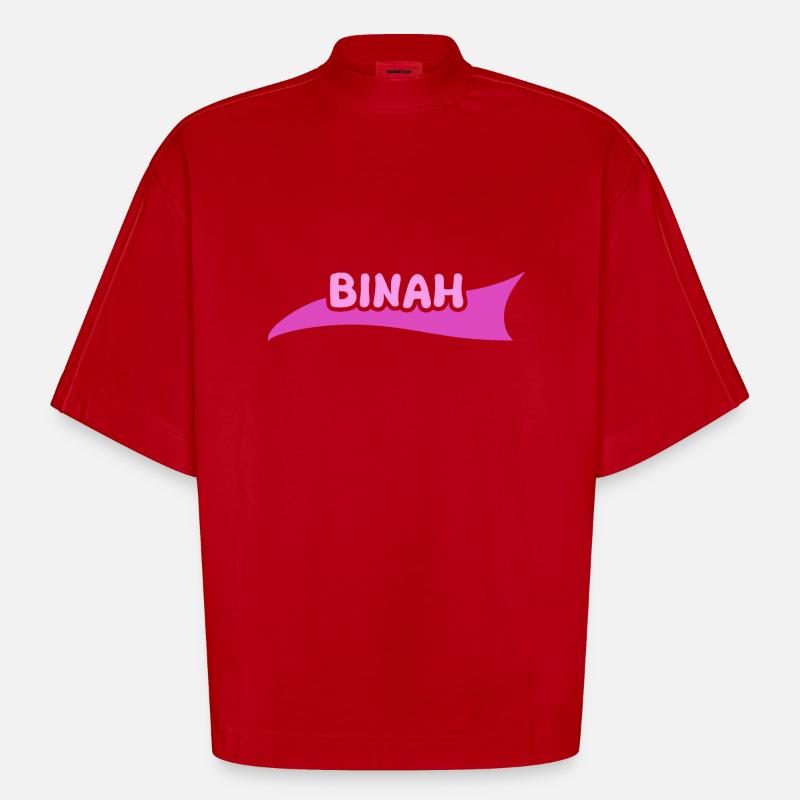Prénom Binah - T-shirt bio épais oversize Boxy fabriqué en UE - rouge