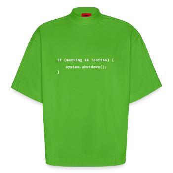 Cozy Coffee Vibes – Bekleidung für Kaffeeliebhaber Geschenk - Heavyweight Oversized Organic Boxy T-Shirt Made in EU - Apple Neon - Vorne