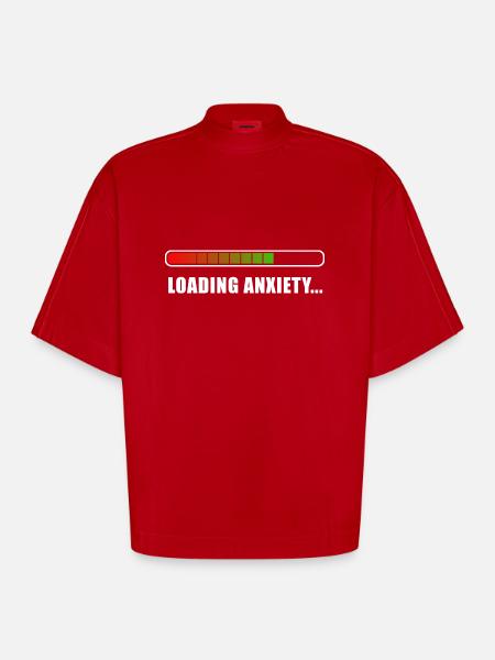 Loading Anxiety... - Heavyweight Oversized Organic Boxy T-Shirt Made in EU - red