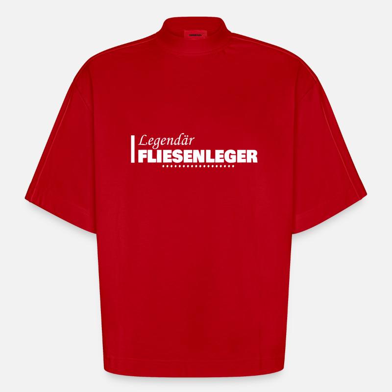 Tiler as a profession - Heavyweight Oversized Organic Boxy T-Shirt Made in EU - red