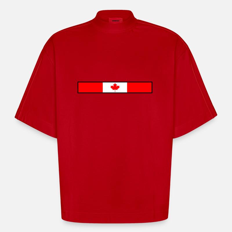 Drapeau du Canada - T-shirt bio épais oversize Boxy fabriqué en UE - rouge