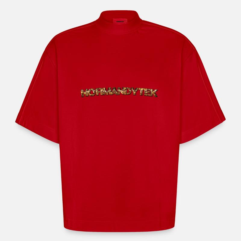 Normandytek script - Heavyweight Oversized Organic Boxy T-Shirt Made in EU - red