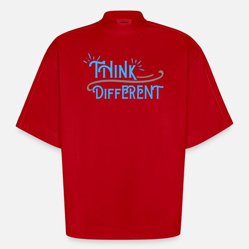Think Differnet Blaue Grau Design - Heavyweight Oversized Organic Boxy T-Shirt Made in EU - Rot