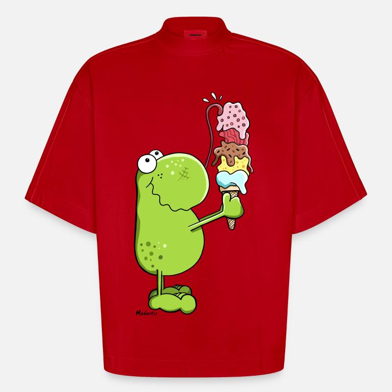 Frosch mit Eis - Heavyweight Oversized Organic Boxy T-Shirt Made in EU - Rot