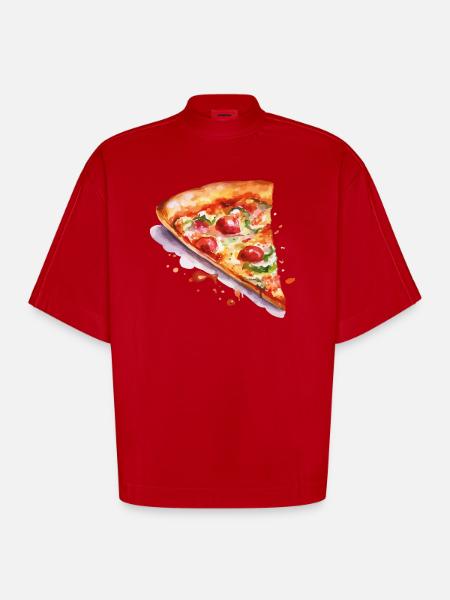 pizza - Heavyweight Oversized Organic Boxy T-Shirt Made in EU - Rot