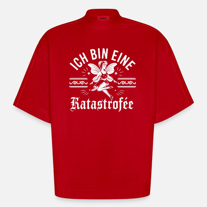 Ich bin eine Katastrophe - T-shirt bio épais oversize Boxy fabriqué en UE - rouge