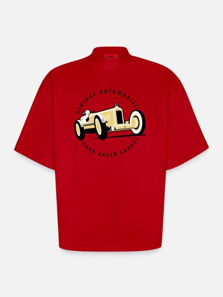 Car garage - T-shirt bio épais oversize Boxy fabriqué en UE - rouge