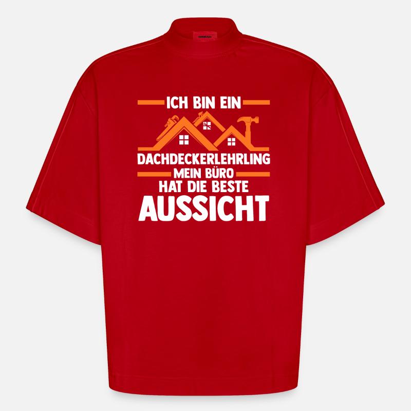 Roofing training apprentice Auzbi roofer - Heavyweight Oversized Organic Boxy T-Shirt Made in EU - red