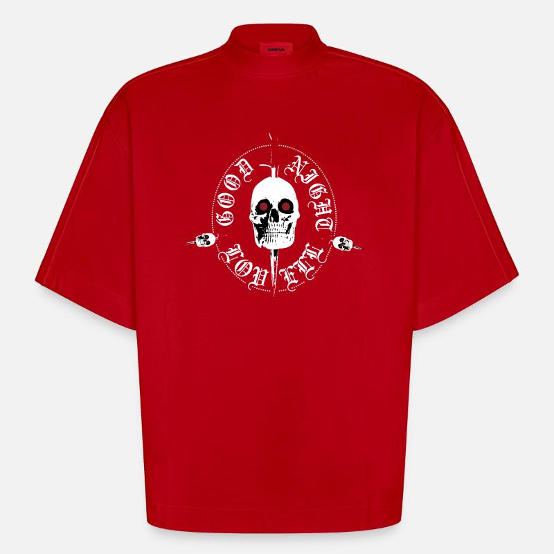 Night Lovell skull - Heavyweight Oversized Organic Boxy T-Shirt Made in EU - Rot