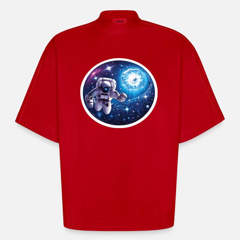 Astronaute dans l’espace - T-shirt bio épais oversize Boxy fabriqué en UE - rouge
