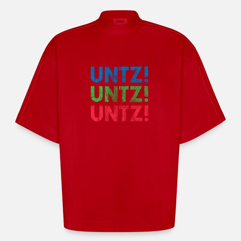 EDM Électronique Dance Techno Rave - T-shirt bio épais oversize Boxy fabriqué en UE - rouge