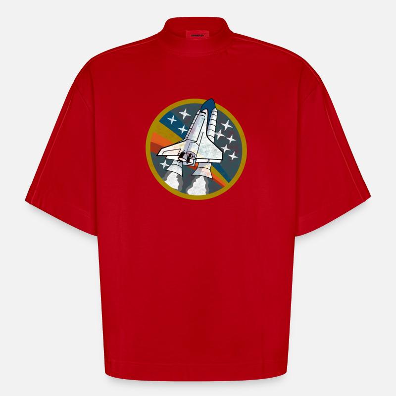 Spaceshuttle-Start - Space Shuttle Launch Shirt - Heavyweight Oversized Organic Boxy T-Shirt Made in EU - Rot
