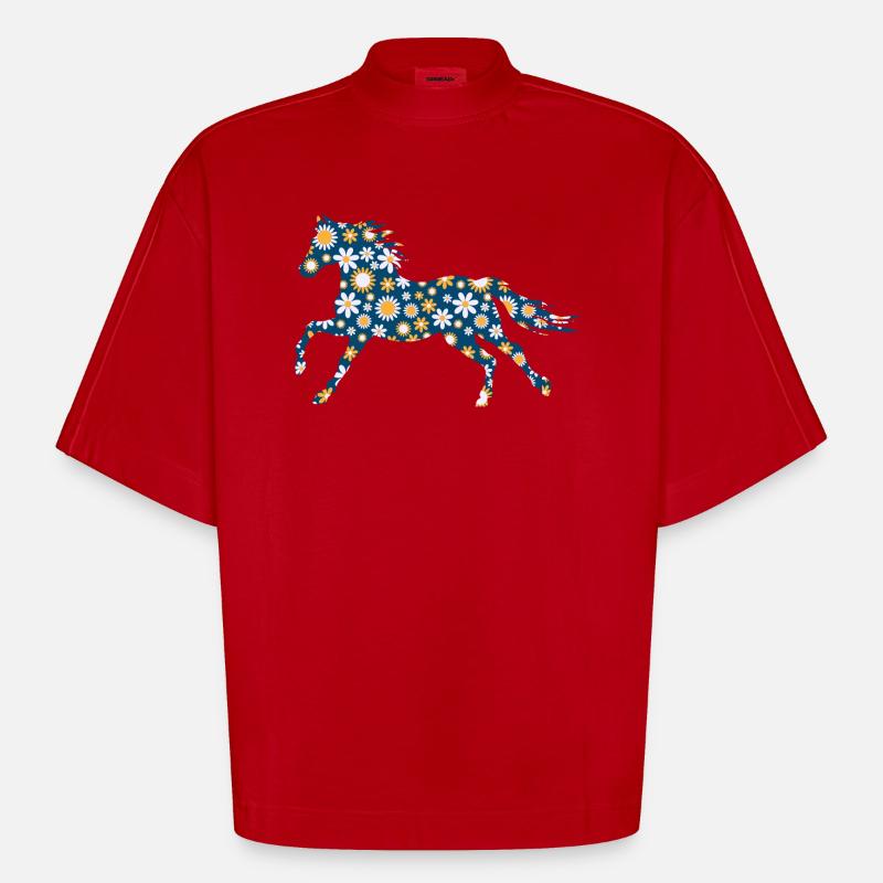 cheval poney cavalière cavalier - T-shirt bio épais oversize Boxy fabriqué en UE - rouge