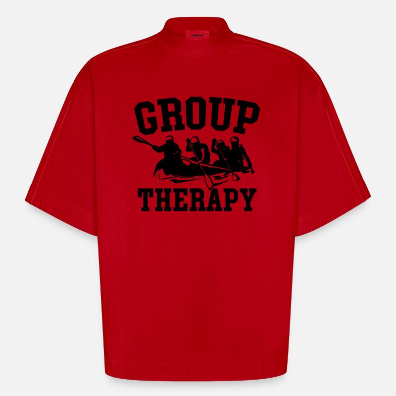 Gruppentherapie Rafting Abenteuer - Heavyweight Oversized Organic Boxy T-Shirt Made in EU - Rot