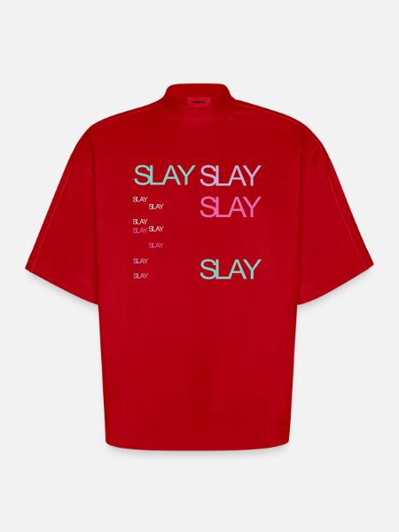 Slay - Heavyweight Oversized Organic Boxy T-Shirt Made in EU - red